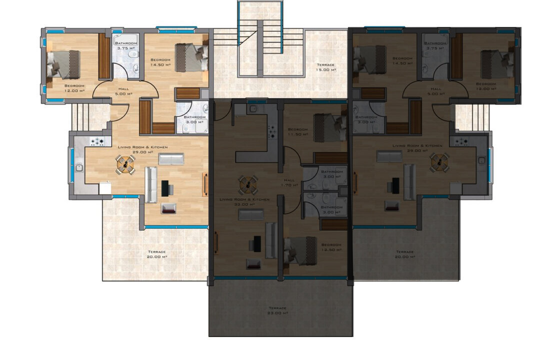 Grundriss Gartenapartment B14-3